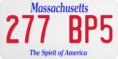 MA license plate 277BP5