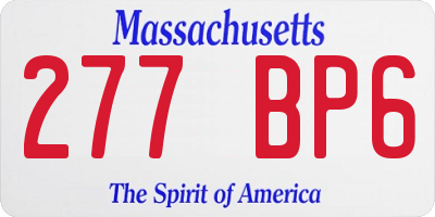 MA license plate 277BP6