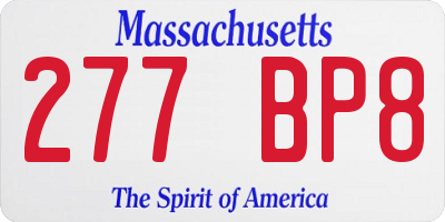 MA license plate 277BP8