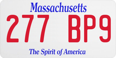 MA license plate 277BP9
