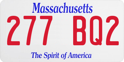 MA license plate 277BQ2