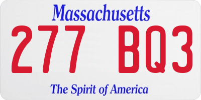 MA license plate 277BQ3