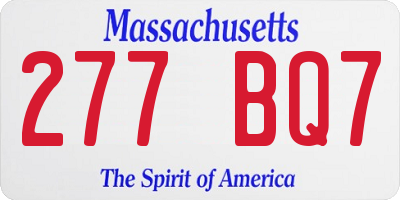 MA license plate 277BQ7