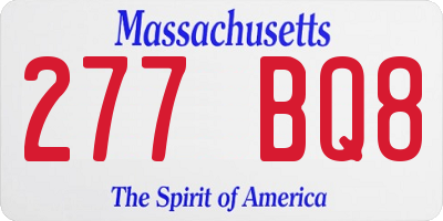 MA license plate 277BQ8