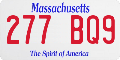 MA license plate 277BQ9