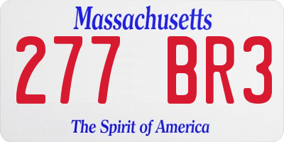 MA license plate 277BR3