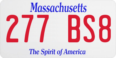 MA license plate 277BS8