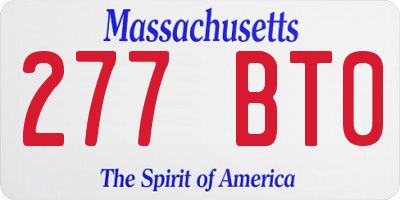 MA license plate 277BT0