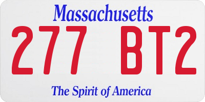 MA license plate 277BT2