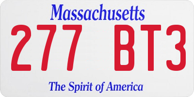 MA license plate 277BT3