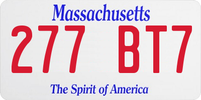 MA license plate 277BT7