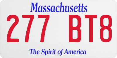 MA license plate 277BT8