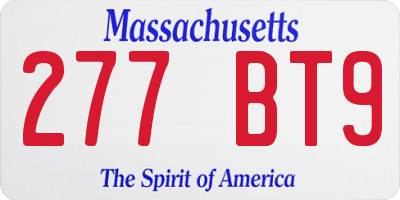 MA license plate 277BT9
