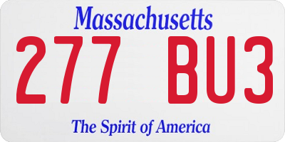 MA license plate 277BU3