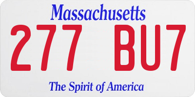 MA license plate 277BU7