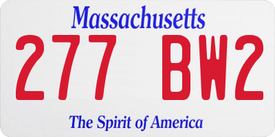 MA license plate 277BW2