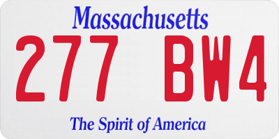 MA license plate 277BW4
