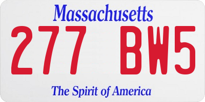 MA license plate 277BW5