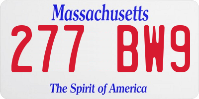 MA license plate 277BW9