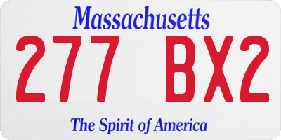 MA license plate 277BX2