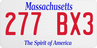 MA license plate 277BX3