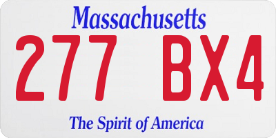 MA license plate 277BX4