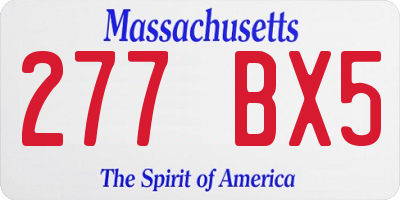 MA license plate 277BX5