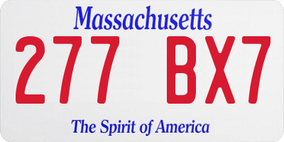 MA license plate 277BX7