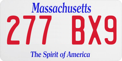 MA license plate 277BX9