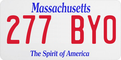 MA license plate 277BY0