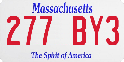 MA license plate 277BY3