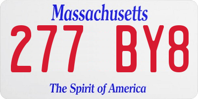 MA license plate 277BY8