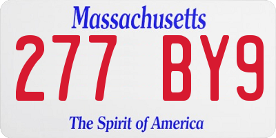 MA license plate 277BY9