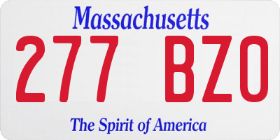 MA license plate 277BZ0