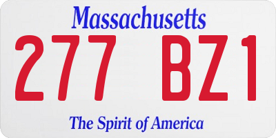 MA license plate 277BZ1