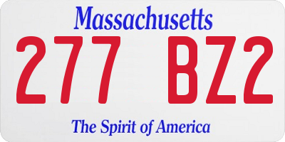 MA license plate 277BZ2