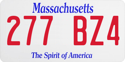 MA license plate 277BZ4