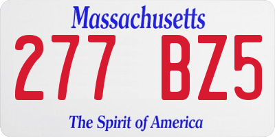 MA license plate 277BZ5