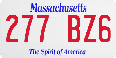 MA license plate 277BZ6