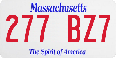 MA license plate 277BZ7