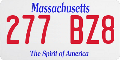 MA license plate 277BZ8