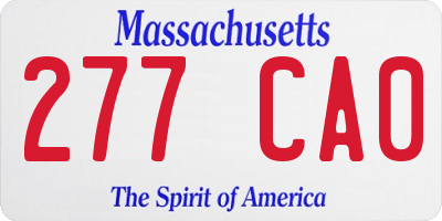 MA license plate 277CA0