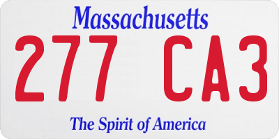 MA license plate 277CA3