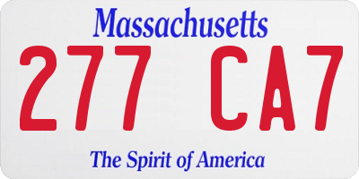 MA license plate 277CA7