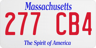 MA license plate 277CB4