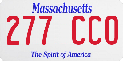 MA license plate 277CC0
