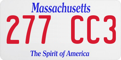 MA license plate 277CC3