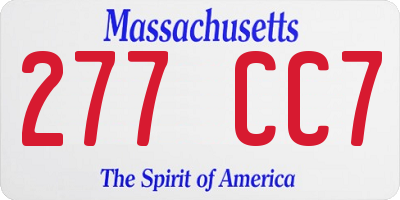 MA license plate 277CC7