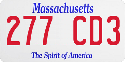 MA license plate 277CD3