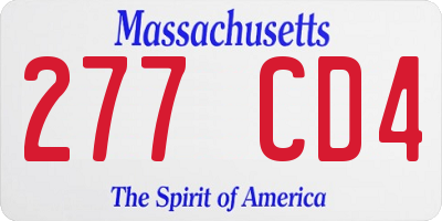 MA license plate 277CD4